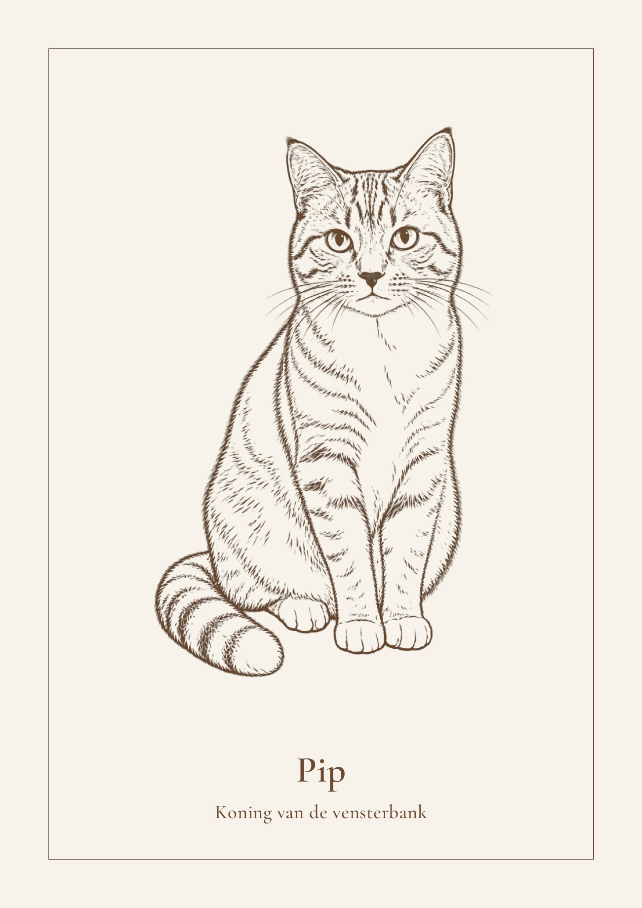 Huisdierportret: Sierlijk · sepia · enkele lijn