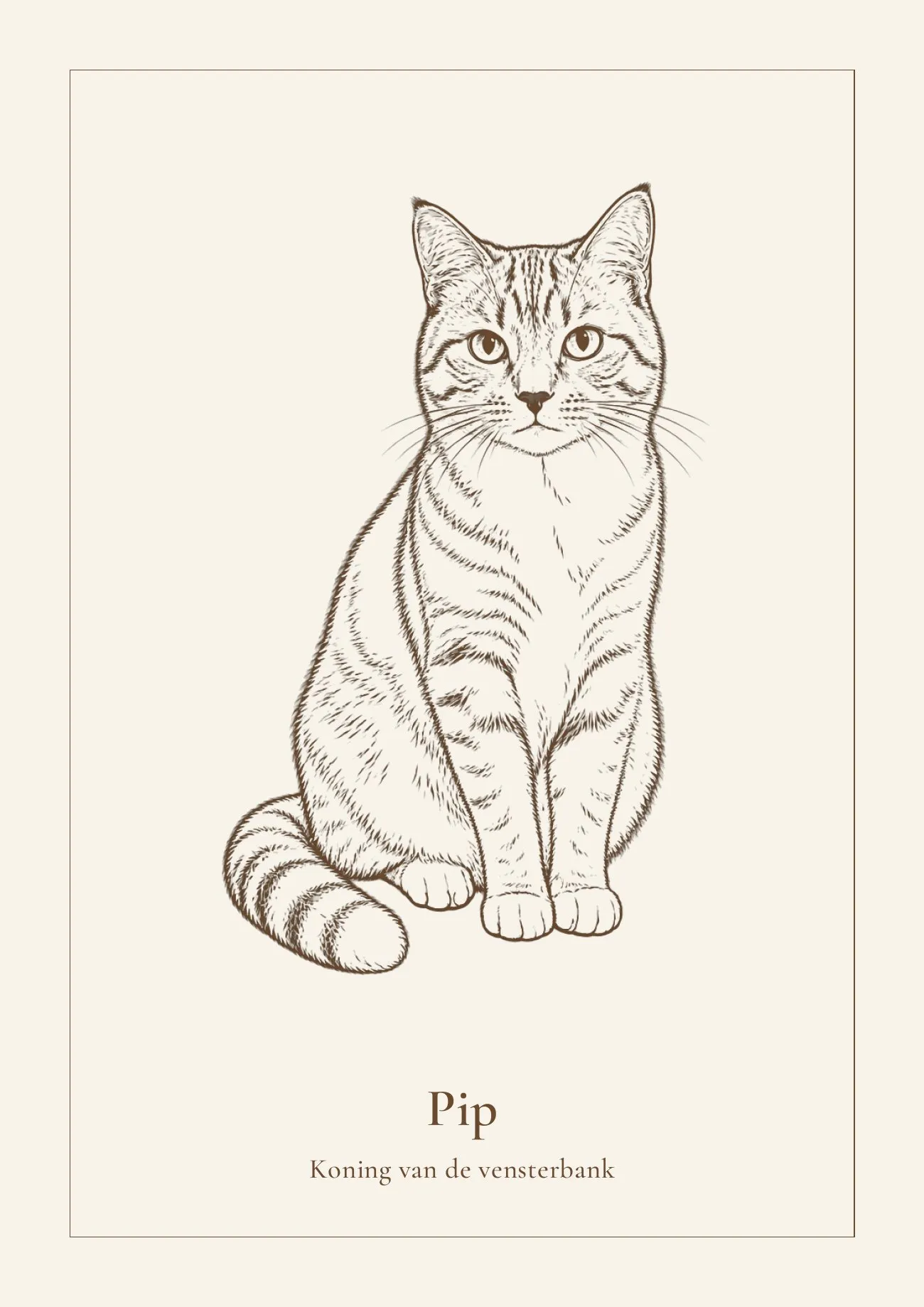 Huisdierportret: Sierlijk · sepia · enkele lijn