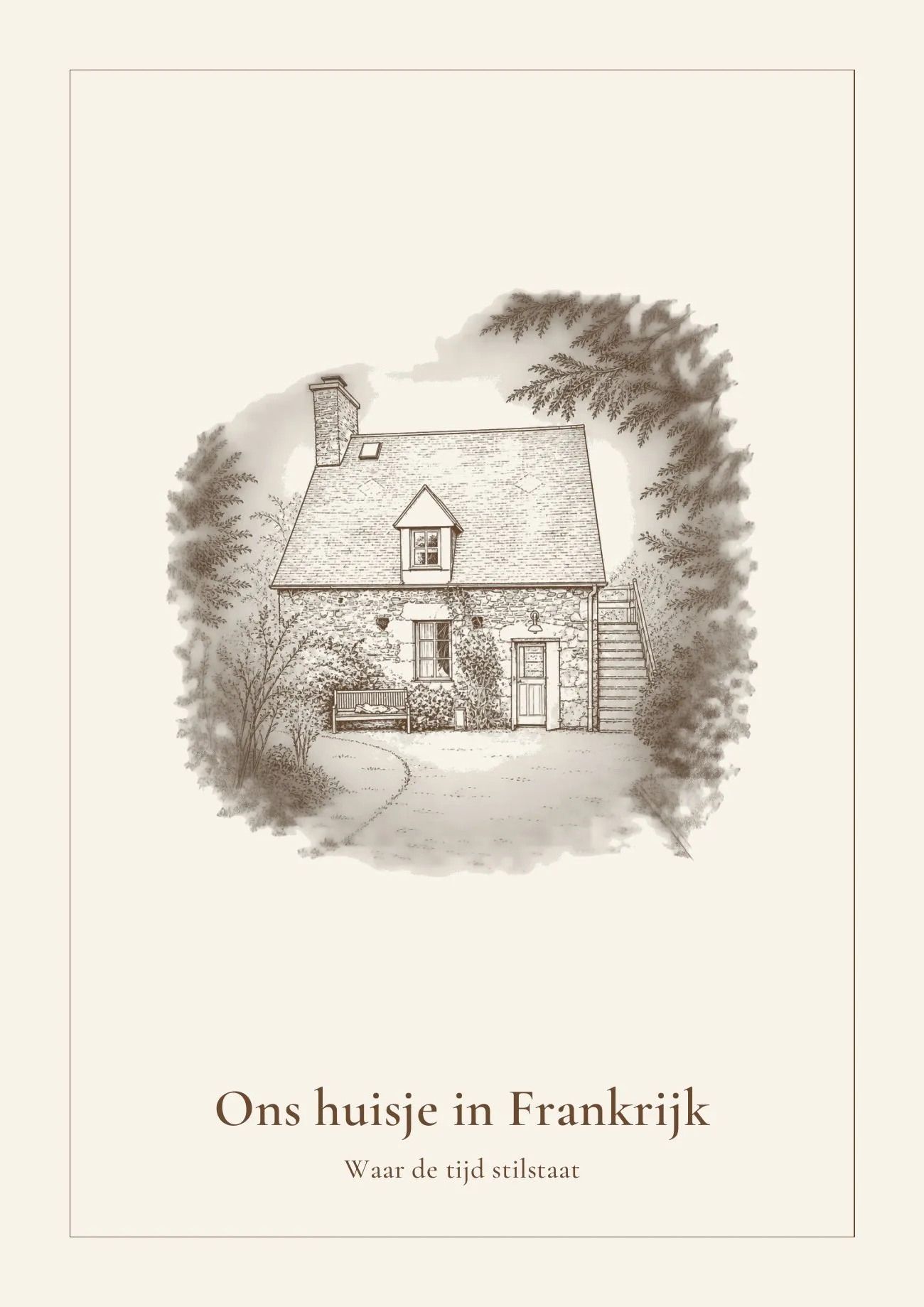 Vakantieportret: Sierlijk · sepia · enkele lijn