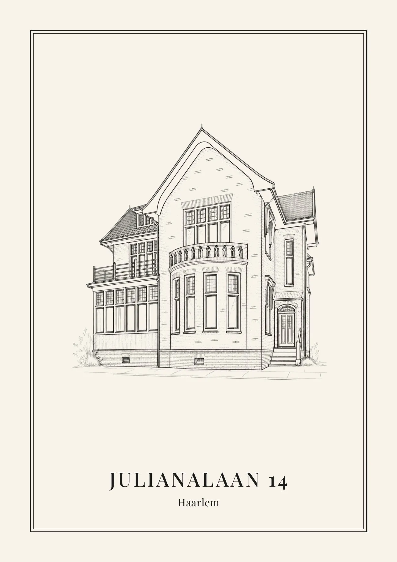 Lijntekening van een huis als bedankje na het passeren bij de notaris