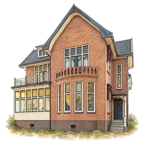 Voorbeeld in de stijl Pen + waterverf